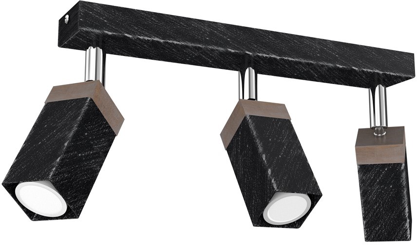 Milagro Lampa sufitowa SOLO SAWN BLACK PATINATED WOOD 3x mini GU10 MLP7473