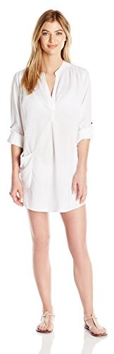 Seafolly seaf olly damska koszulka plaża sukienki Boyfriend Beach, biały, XS 52815-TO-Wht-Extra Small