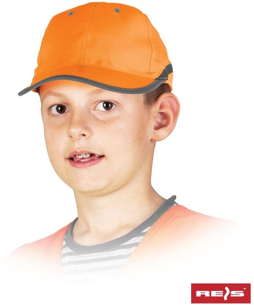 R.E.I.S. CZFLUO-KIDS - czapka z daszkiem w kolorze fluorescencyjnym, odblaskowy pasek dla dzieci 2 kolory- XS-M.
