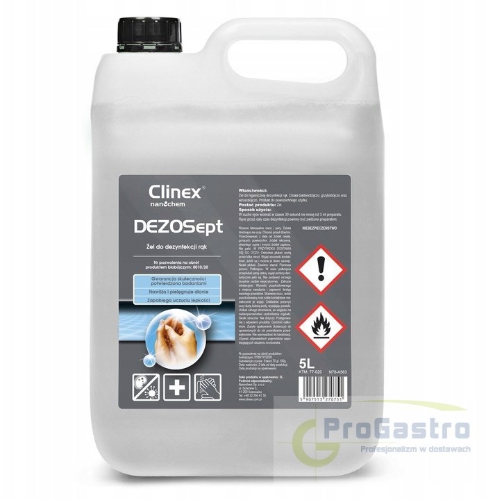 Clinex Nanochem Dezosept Żel 5l żel do dezynfekcji rąk 70% alkoholu