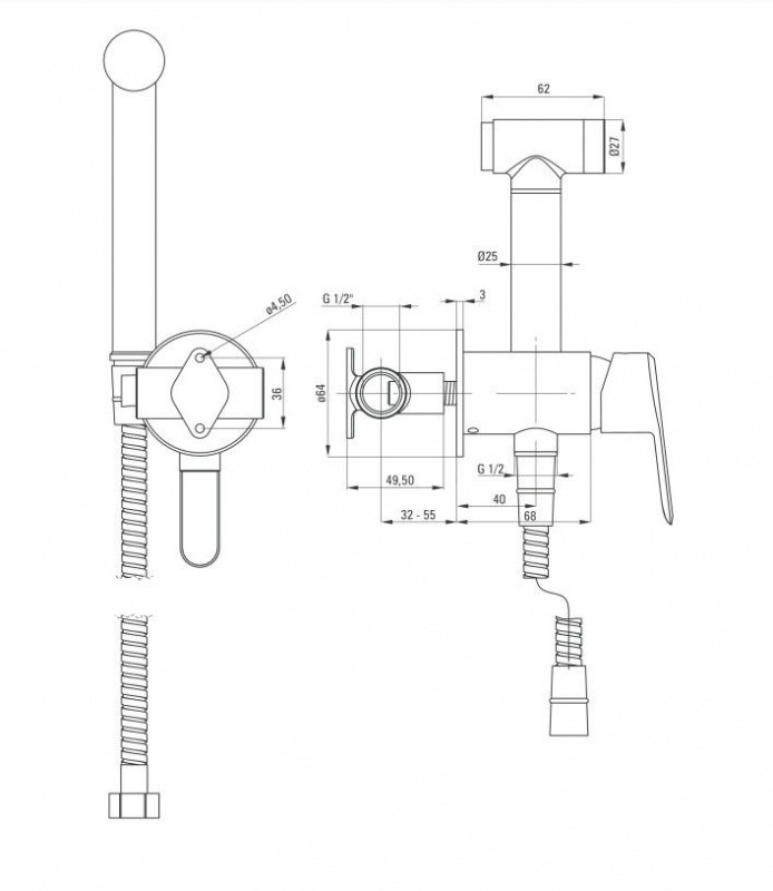 Deante Arnika Bateria Bidette chrom BQA034M