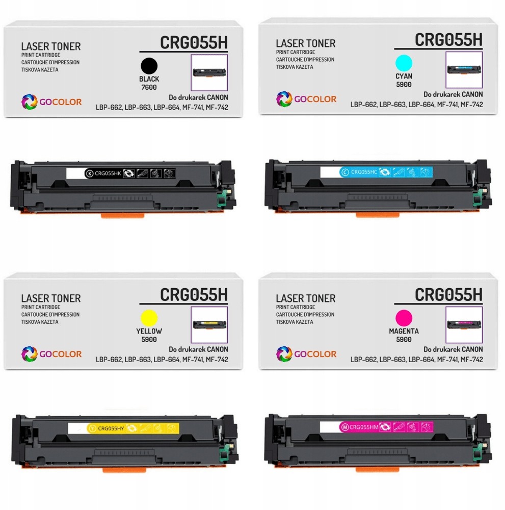 4 X toner CRG055H do Canon i-SENSYS MF741Cdw