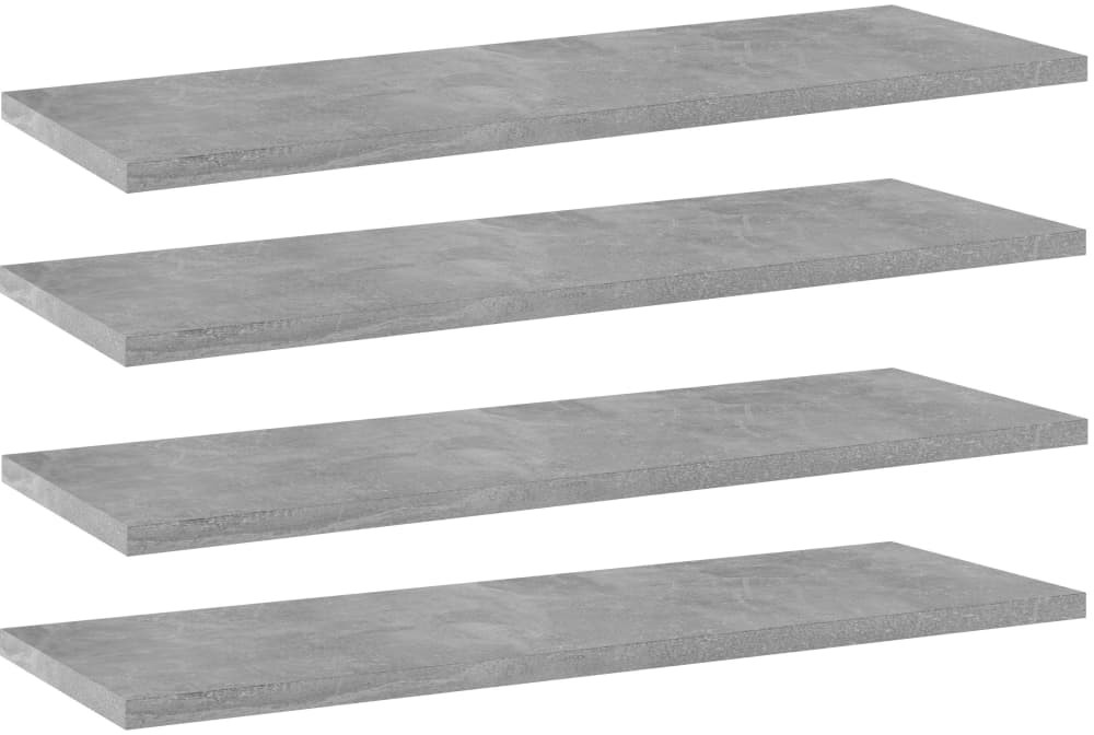 vidaXL Półki na książki, 4 szt., szarość betonu, 60x20x1,5 cm, płyta