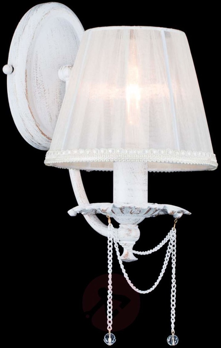 Złota lampa ścienna Lolita z kloszem z organzy