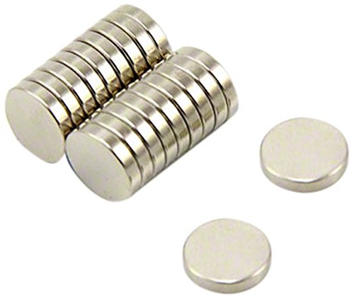 first4magnets Magnes neodymowy 10 mm średnica x 2 mm grubość N35 magnes neodymowy - 1 kg pociągnięcie (20 szt.) F670-N35-20
