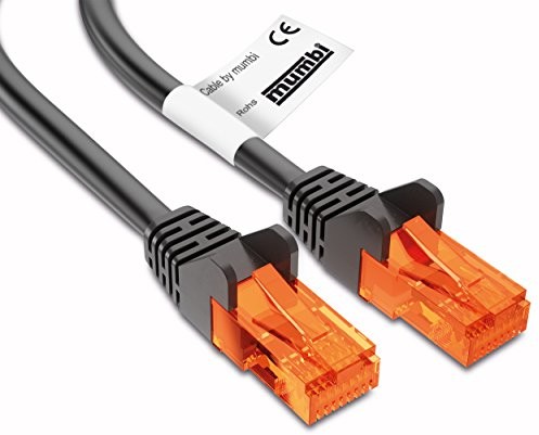 mumbi Ethernet LAN kabel sieciowy, czarny 100cm 13911-Cat 5e Netzwerkkabel