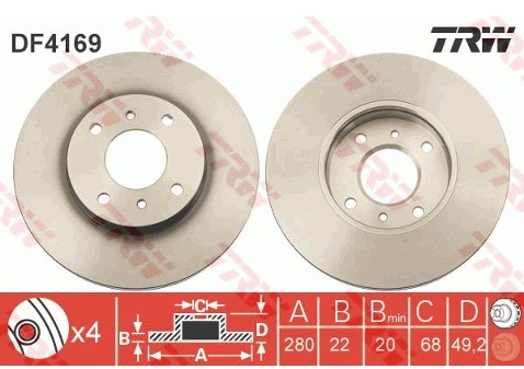 TRW Tarcza hamulcowa DF4169