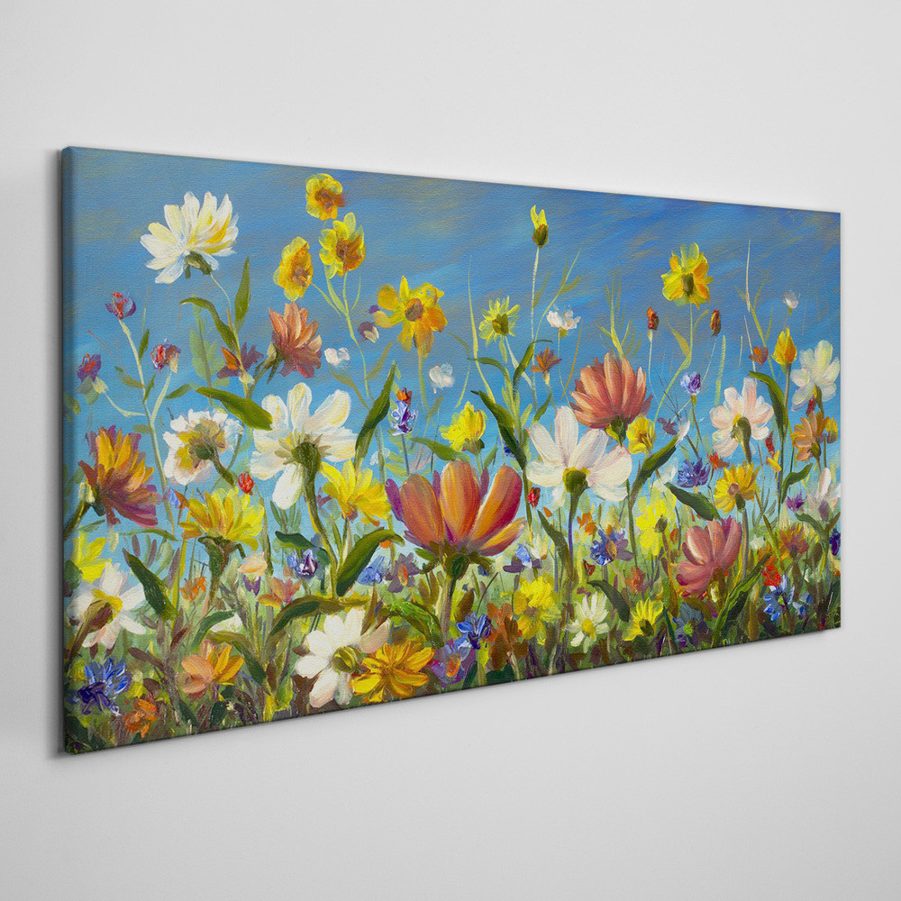PL Coloray Obraz Canvas malarstwo kwiaty łąka 140x70cm