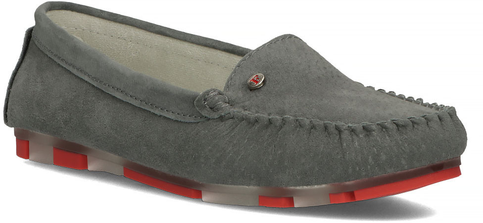 Filippo Skórzane mokasyny DP2037/22 GR RD szare DP2037/22 GR RD