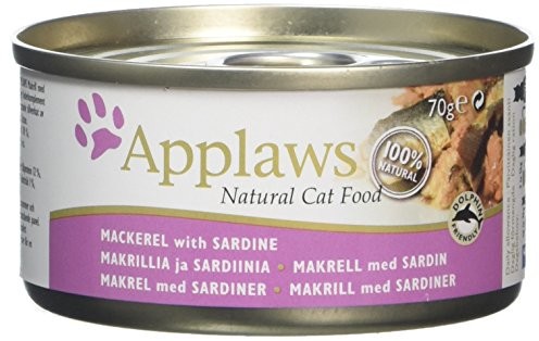 Applaws Cat Tin Indian mackerel kanagurty with sardynka, 70 G, Pack of 24 1015NE-A
