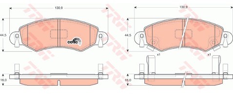 TRW Zestaw klocków hamulcowych, hamulce tarczowe GDB1420