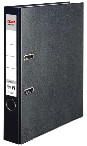 Herlitz maX.file protect 9942608 segregator, format A4, grubość 5 cm, wykonany z papieru, obłożony polipropylenem, jasnoszara etykieta, 5 sztuk, czarny 5 cm 9942624