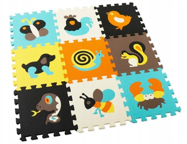 Mata Piankowa Edukacyjna Kolorowa Puzzle Zwierzęta