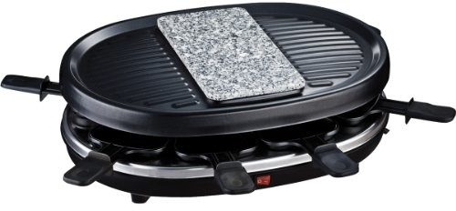 h.koenig H. Koenig rp80 raclette grill urządzenia do 8 osób z kamienia i blat do grilla, 900 W, czarny 80160