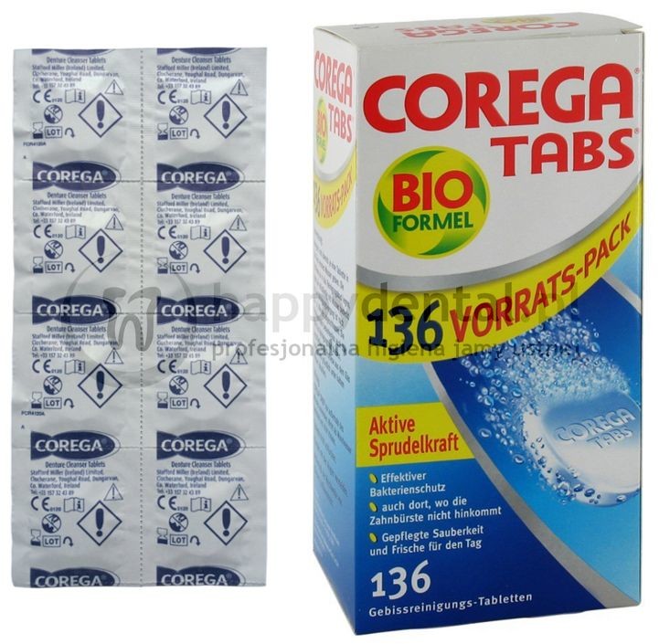 Coswell COREGA Tabs 136szt - tabletki do czyszczenia protez zębowych i aparatów ortodontycznych