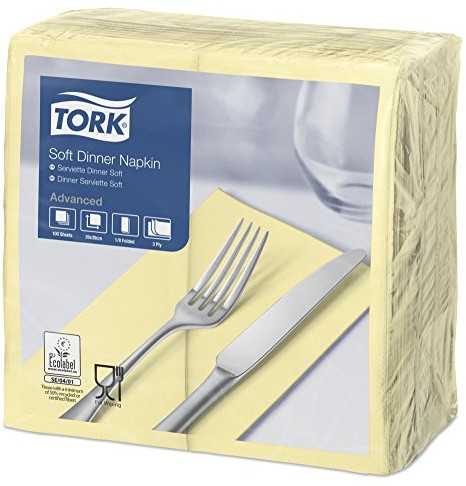 SCA Tork 477615 Soft-Dinner serwetek, 3-warstwowe, składane na 1/8, 39 cm x 39 cm (1200-ER Pack) 477615