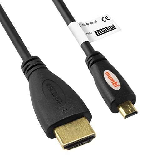 mumbi mumbi 2,00 m Premium High Speed kabel Micro HDMI Full HD 3D / Micro HDMI D wtyk na wtyk HDMI A, pozłacane styki, czarny HDMI - Micro HMDI Kabel