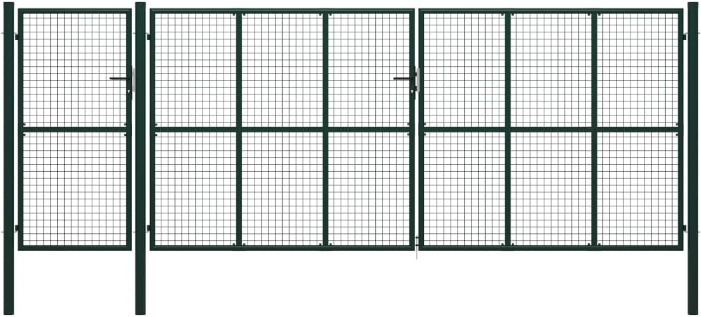 vidaxl Brama ogrodzeniowa, stalowa, 500 x 175 cm, zielona