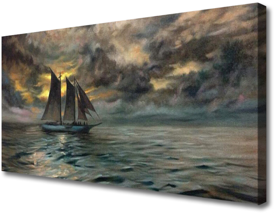 PL Tulup Obraz na Płótnie Morze Łódka Krajobraz 140x70cm