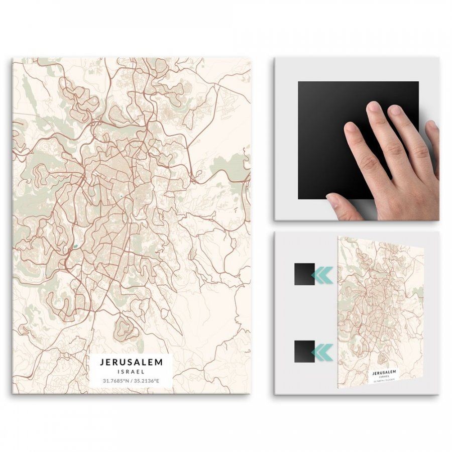 Pix4home Plakat metalowy Mapa Vintage Jerozolima L POS-L-03853