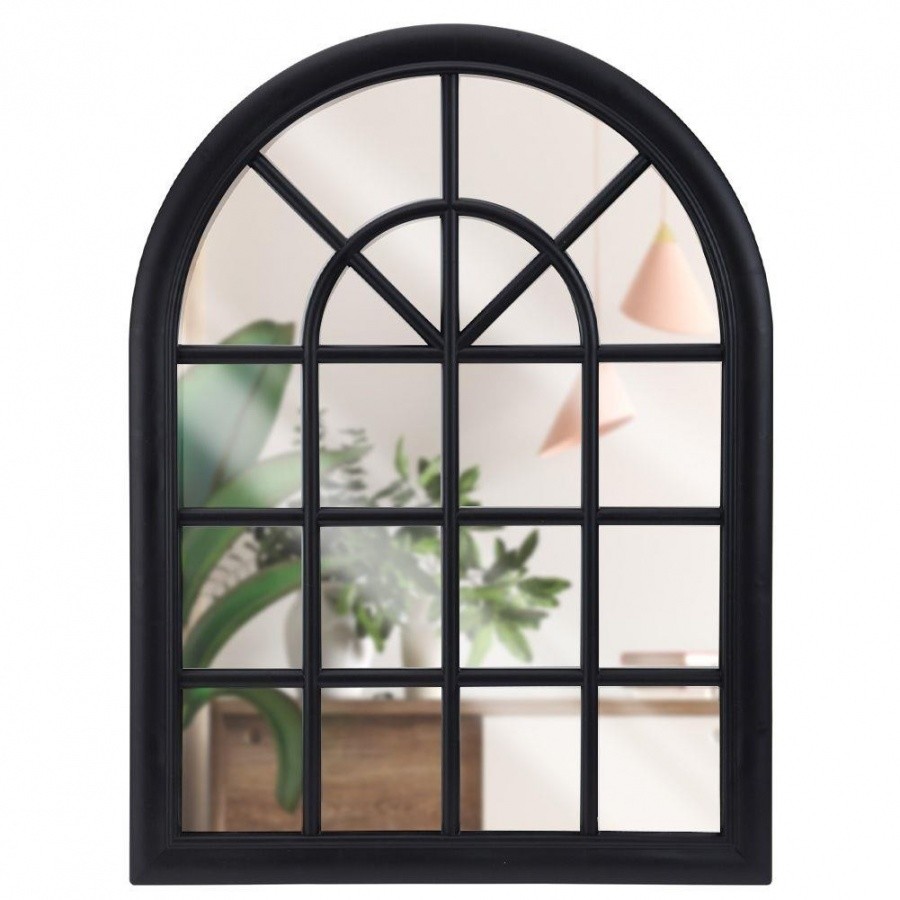 Lustro okno w czarnej ramie ozdobne vintage retro czarne 60x45x2,5 cm O-569272 + O-569272