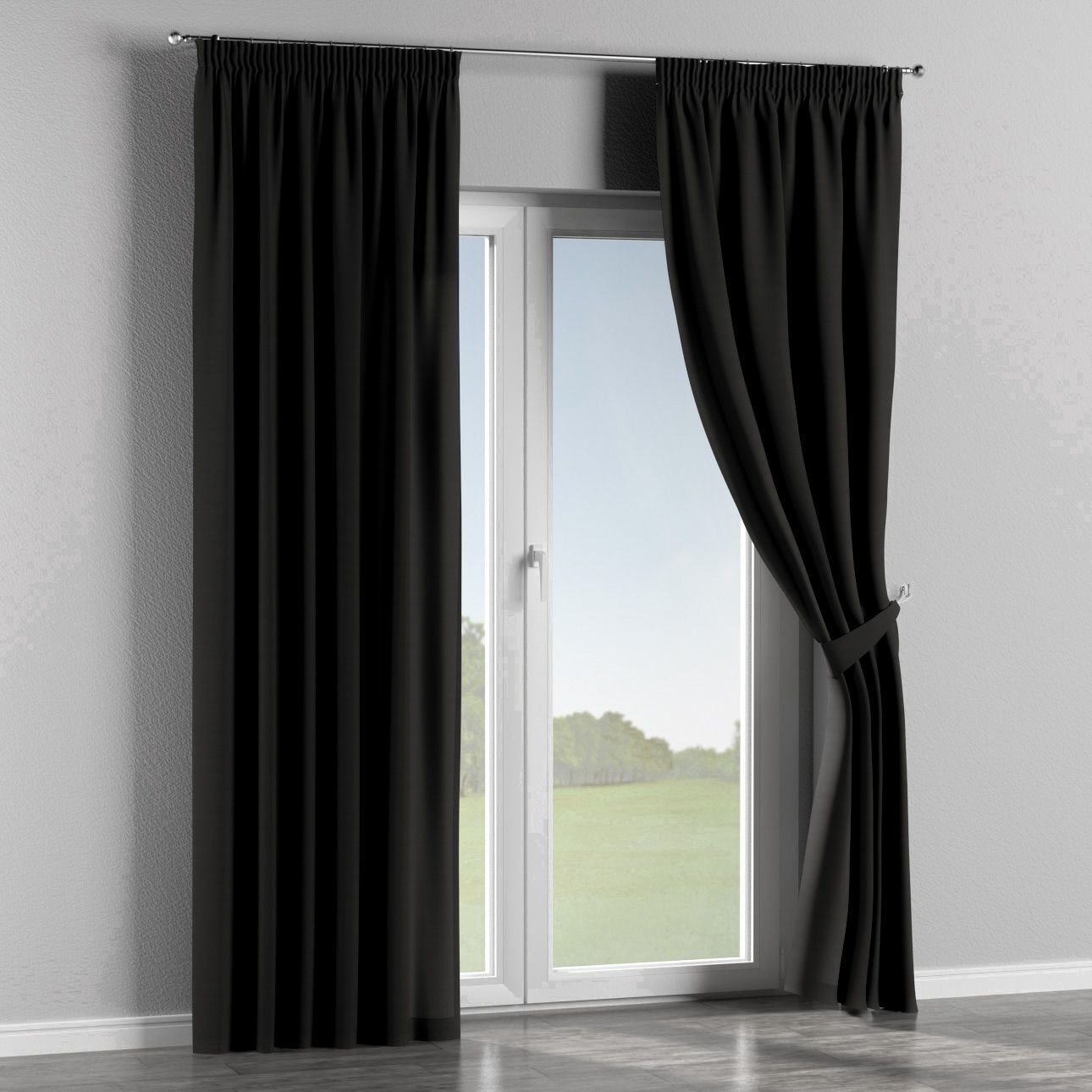 Dekoria Zasłona na taśmie marszczącej 1 szt. Shadow Grey grafitowy) 1szt 130 × 260 cm Cotton Panama 300-702-08