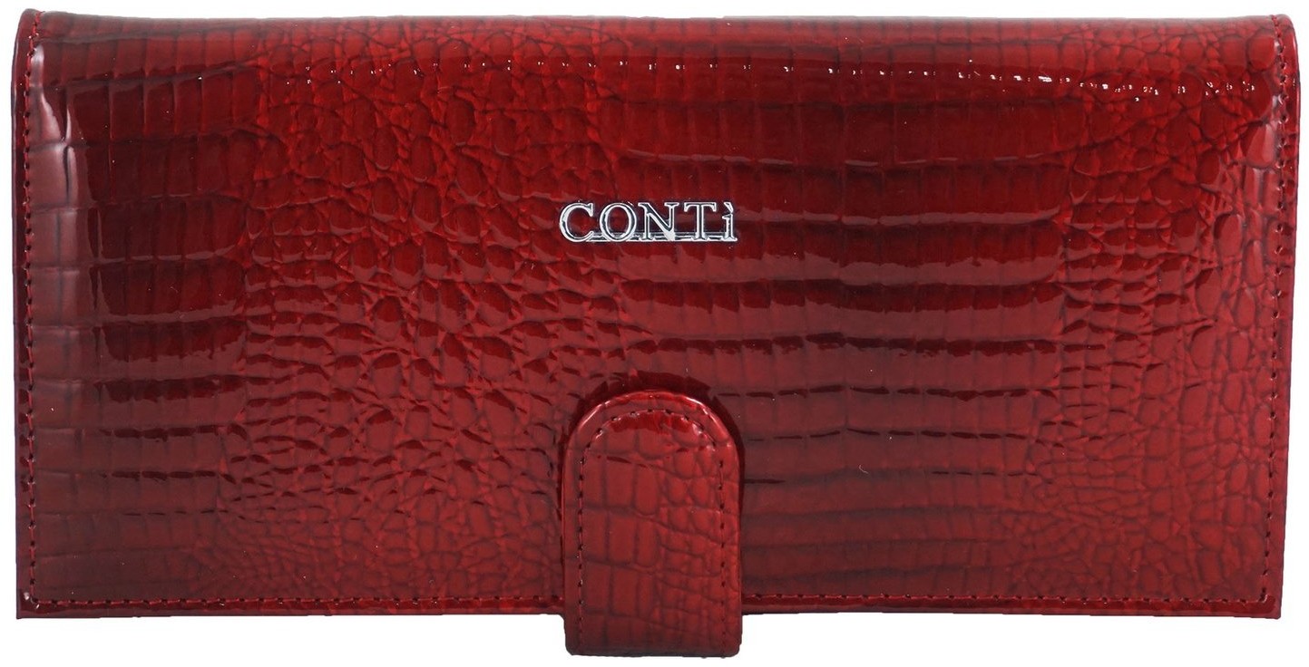 Conti Portfele damskie skórzane lakierowane - Czerwone 515-A-13