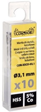 CONDOR Zestaw wierteł kobaltowe do metalu 3,1mm 10szt