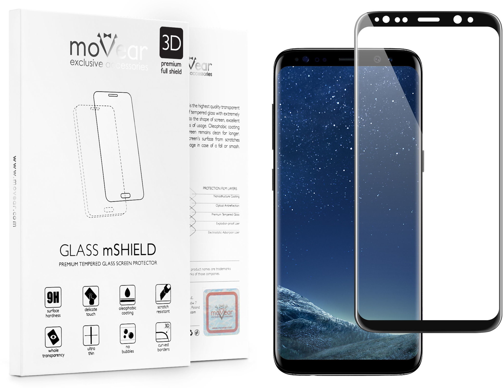 movear Szkło Hartowane 3D na Cały Ekran Samsung Galaxy S8 - G950F, Czarne S0GS8G3D12ABK