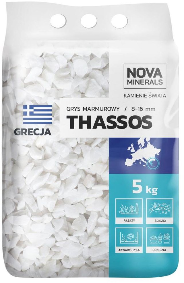 NOVA MINERALS Grys Thassos 8 - 16 mm 5 kg biały Nova minerals