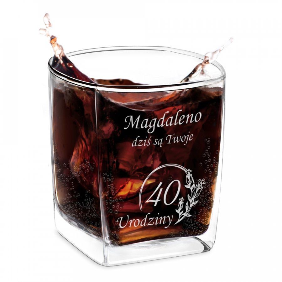 Murrano Szklanka do Whisky Grawer na 40 Urodziny SZC-056