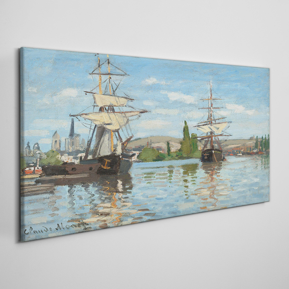 PL Coloray Obraz na Płótnie Statki Jazda Sekwana Monet 140x70cm
