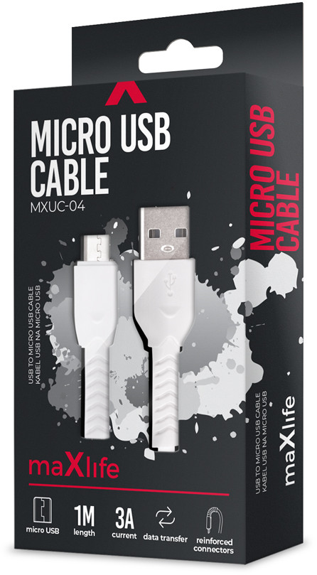 Maxlife kabel MXUC-04 USB - microUSB 1,0m 3A biały