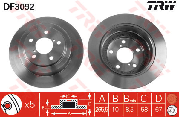 TRW Tarcza hamulcowa DF3092