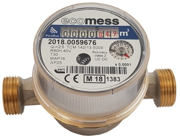 Ecomess Wodomierz do zimnej wody Ecomess Picoflux 1/2  2,5 m3/h WOEJS2,5-ZW