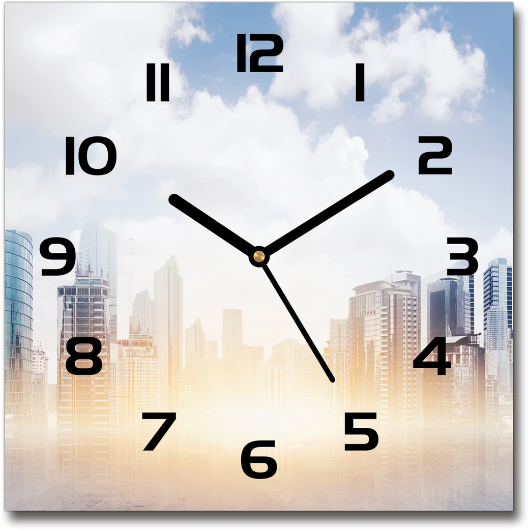 Zegar szklany kwadratowy Drapacze chmur