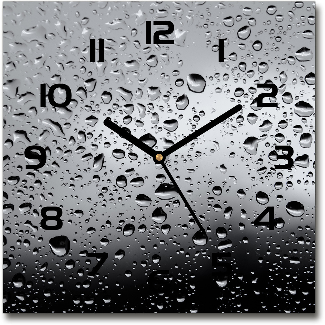 Zegar szklany kwadratowy Krople wody