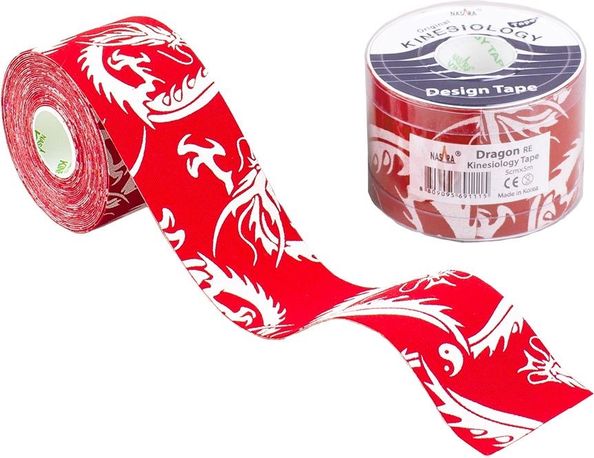 Tape Nasara Oryginalne plastry Nasara kinesiology 5m x 5cm - Dragon Style - czerwony (nasara dragon red)