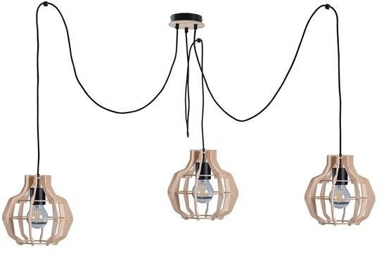 Keter lighting Nowoczesna lampa wisząca BENTO SMALL LONG III 765 drewno - 3 Drewno KL765