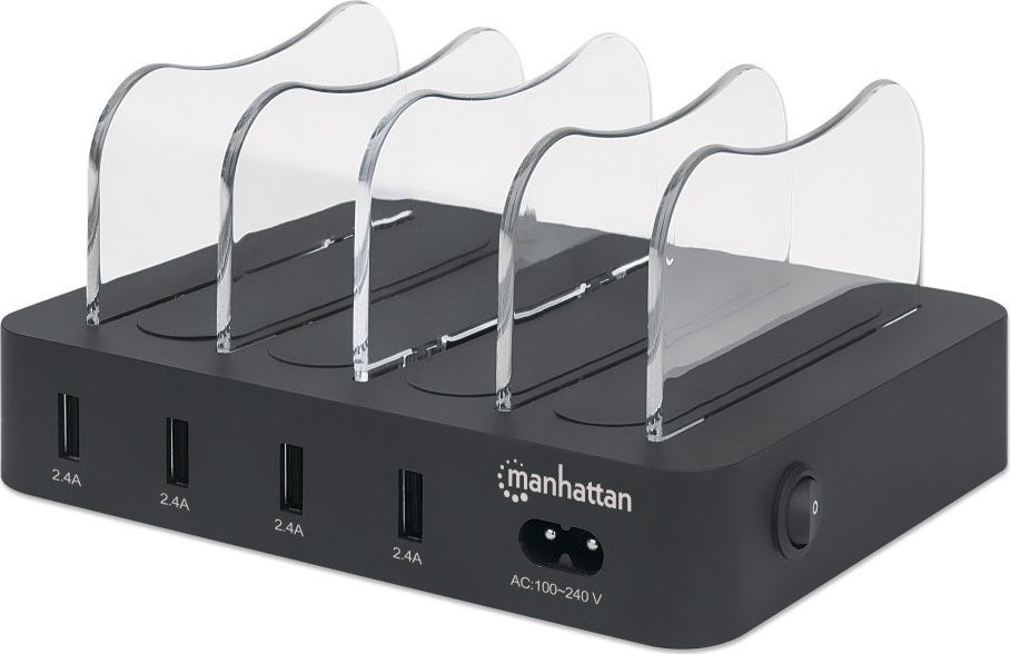 Manhattan Ładowarka 4-Portowa Stacja Zasilająca 4x USB-A 5V 2.4A 34W 102261