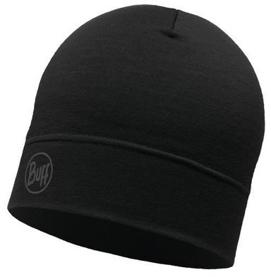 Buff Czapka do biegania LIGHTWEIGHT MERINO WOOL HAT Solid Black