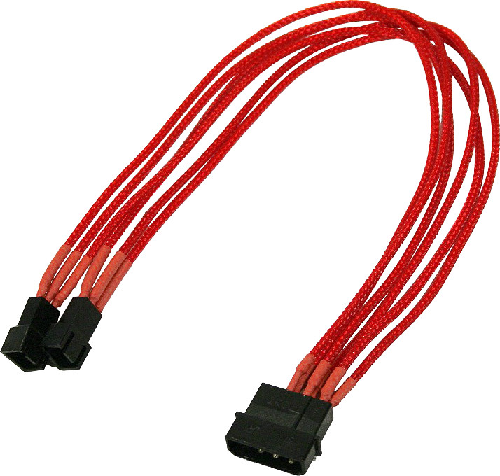 Nanoxia Kabel zasilający 4Pin Molex - 2x3Pin 30cm red - 900300015