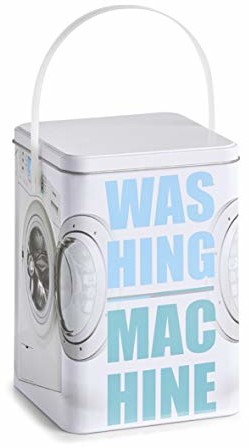 Zeller Washing Machine, metalowa skrzynka na proszek do prania, dekoracja, ok. 15 x 15 x 21 cm.