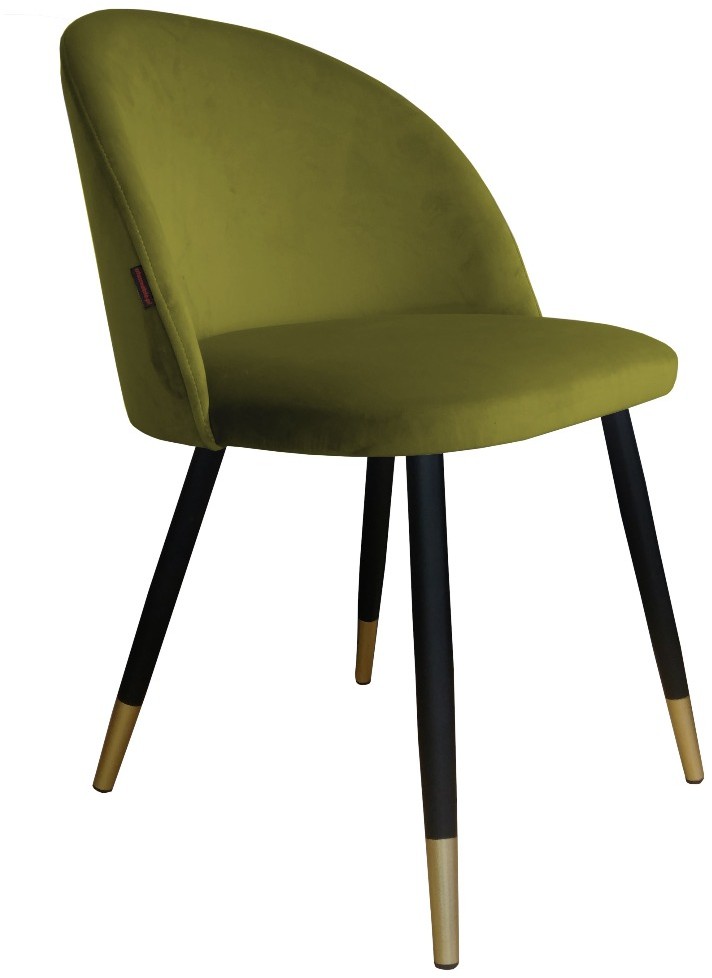 Atos Krzesło CLAUDINE 1 BL VELVET GOLD oliwkowe na metalowych nogach COLINGOLD-BL75