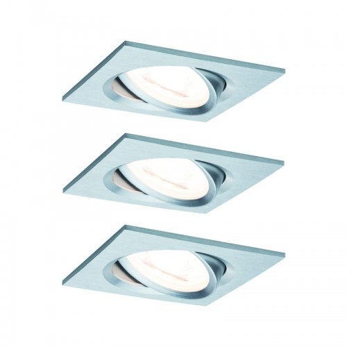 Paulmann Zestaw Nova kwadr wych LED 3x6,5W 2700K 230V GU10 51mm Alu-toczone/alu
