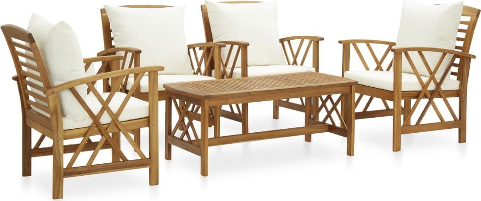 vidaXL 5-cz zestaw wypoczynkowy do ogrodu poduszki drewno akacjowe 3057990