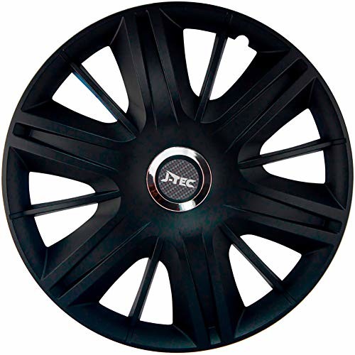 J-Tec J-Tec J15582 Maximus zestaw kołpaków ozdobnych, 15 cali, czarne + chromowane pierścienie J15582