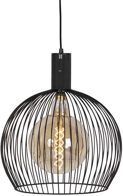 QAZQA Designerska lampa wisząca czarna 40cm - Wire Dos
