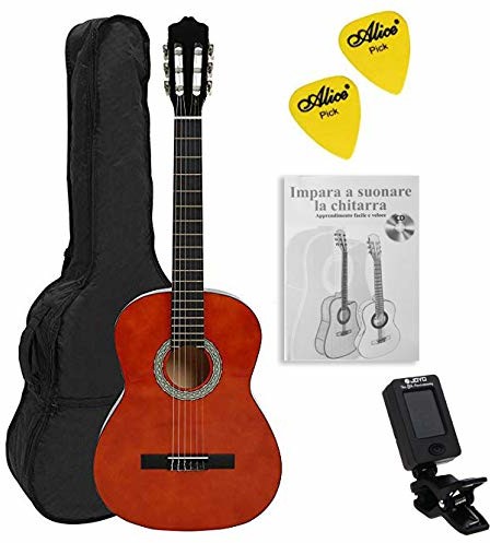 NAVARRA NAVARREZ Konzertgitarre 3/4 Starter Set NV13PK incl. Tasche, Buch, CD, Tuner, Plektren, honigbraun NV13PK