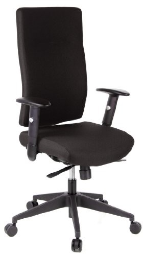 HJH OFFICE 608500 profesjonalne biurowe krzesło obrotowe PRO-TEC 300 materiał czarny fotel biurowy ergonomiczny, wysokie oparcie, regulowane podłokietniki 608500